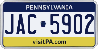 PA license plate JAC5902