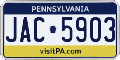 PA license plate JAC5903