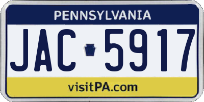 PA license plate JAC5917