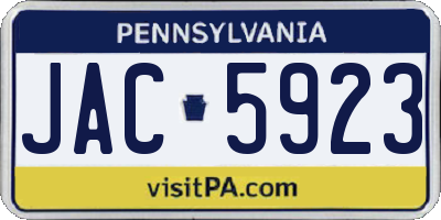 PA license plate JAC5923