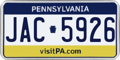 PA license plate JAC5926