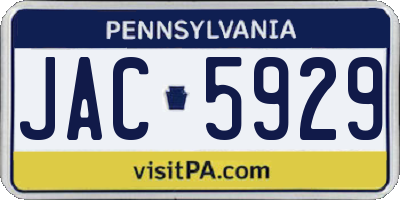 PA license plate JAC5929