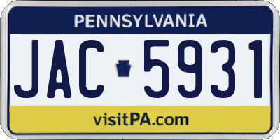 PA license plate JAC5931