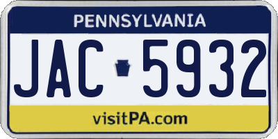 PA license plate JAC5932