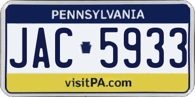 PA license plate JAC5933