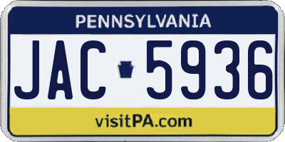 PA license plate JAC5936