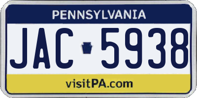 PA license plate JAC5938