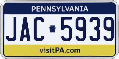 PA license plate JAC5939