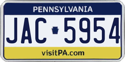 PA license plate JAC5954