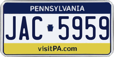 PA license plate JAC5959