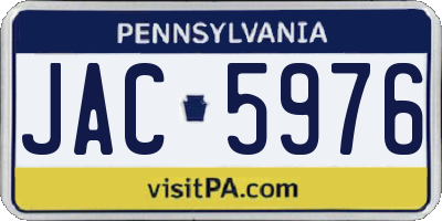 PA license plate JAC5976