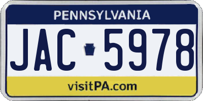 PA license plate JAC5978