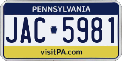 PA license plate JAC5981