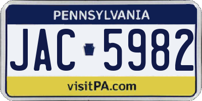 PA license plate JAC5982