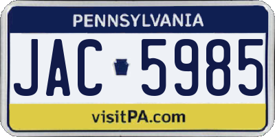 PA license plate JAC5985