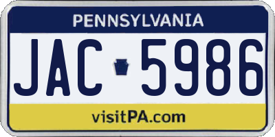 PA license plate JAC5986