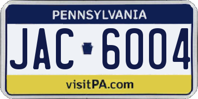 PA license plate JAC6004