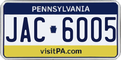 PA license plate JAC6005