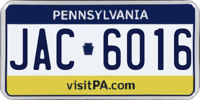 PA license plate JAC6016