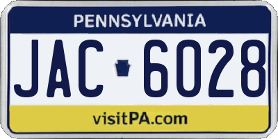 PA license plate JAC6028