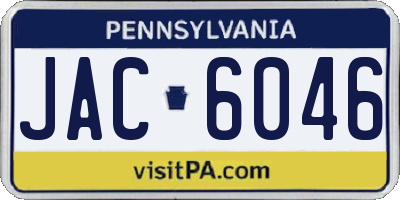 PA license plate JAC6046
