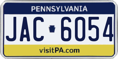 PA license plate JAC6054