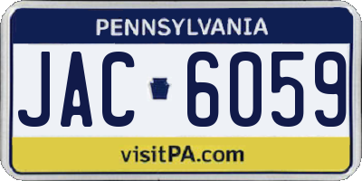 PA license plate JAC6059