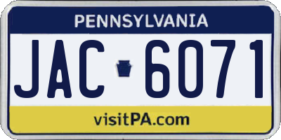 PA license plate JAC6071