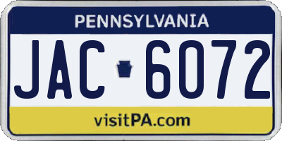 PA license plate JAC6072