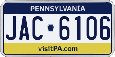 PA license plate JAC6106