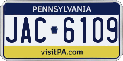 PA license plate JAC6109