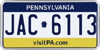 PA license plate JAC6113