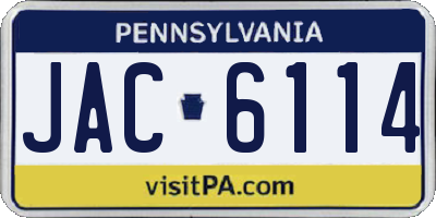 PA license plate JAC6114