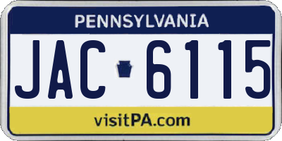 PA license plate JAC6115