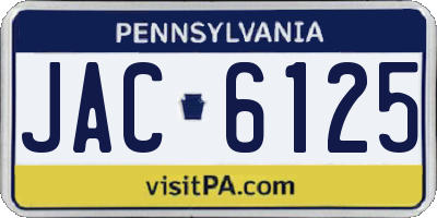 PA license plate JAC6125