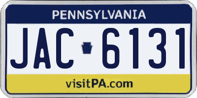 PA license plate JAC6131