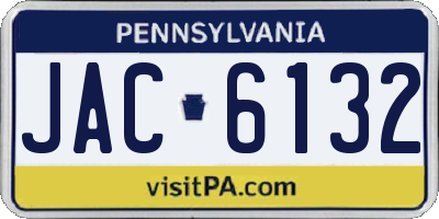 PA license plate JAC6132