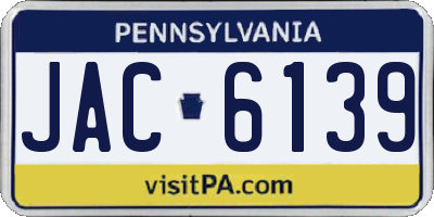 PA license plate JAC6139