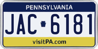 PA license plate JAC6181