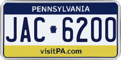 PA license plate JAC6200