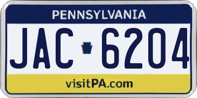 PA license plate JAC6204
