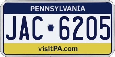 PA license plate JAC6205