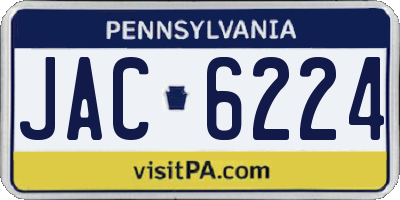 PA license plate JAC6224