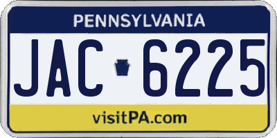 PA license plate JAC6225