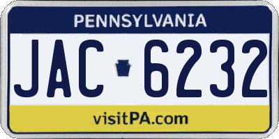 PA license plate JAC6232