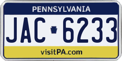 PA license plate JAC6233