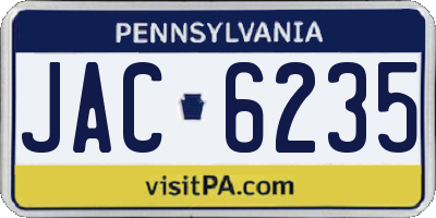 PA license plate JAC6235