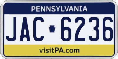 PA license plate JAC6236