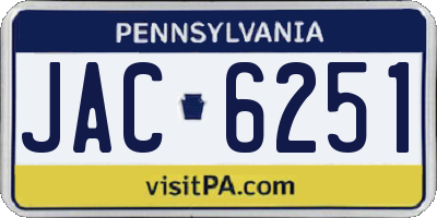 PA license plate JAC6251