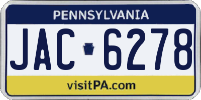PA license plate JAC6278